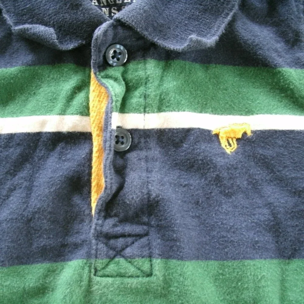 Wrangler Boys Shirt Polo Navy Green Stripe Long Sleeve 18 Months